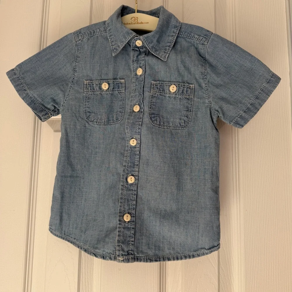 4/$25 OshKosh B'gosh Blue 100% Cotton Shirt and Yellow Shorts Matching Set Size3